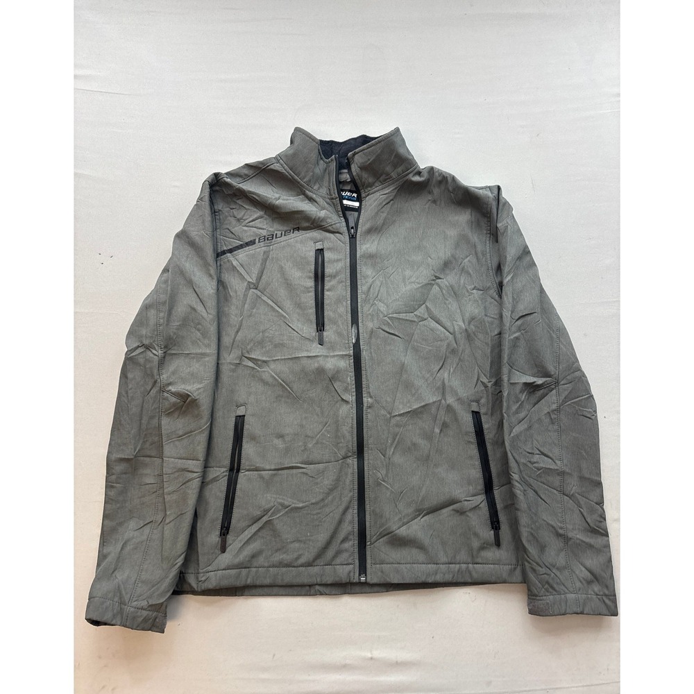 Bauer Team Mens Gray Softshell Full Zip Fleece Lined Jacket Size Medium Hockey